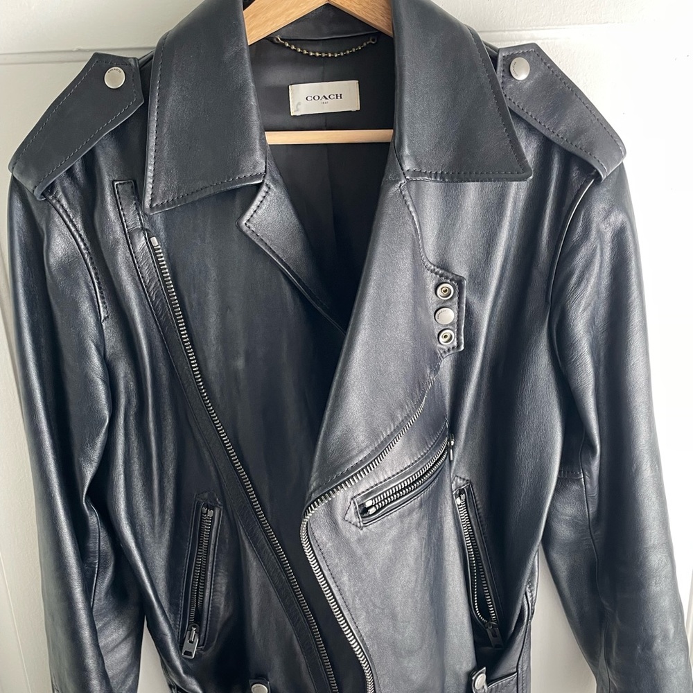 Coach leather moto jacket